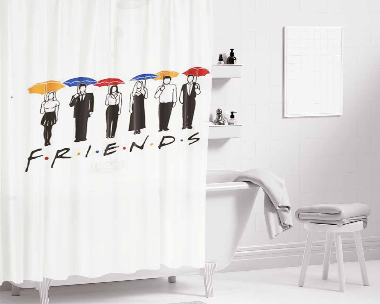 Friends Bathroom Shower Curtain Fabric Waterproof | 66 X 72 Inch