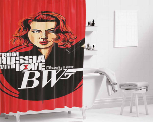 From Russia With Love Bathroom Shower Curtain Fabric Waterproof | 66 X 72 Inch