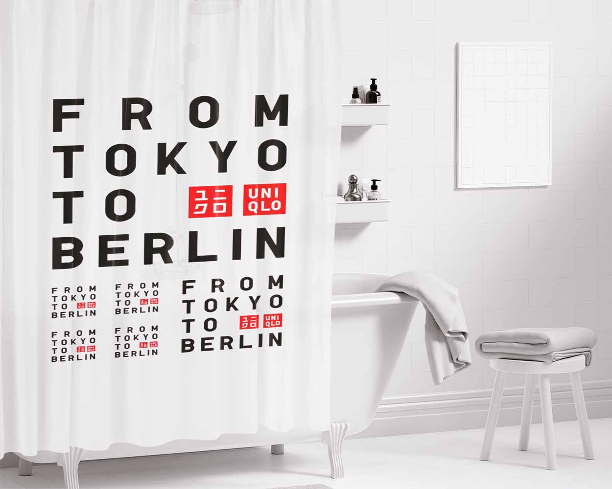 From Tokyo To Berlin Bathroom Shower Curtain Fabric Waterproof | 66 X 72 Inch