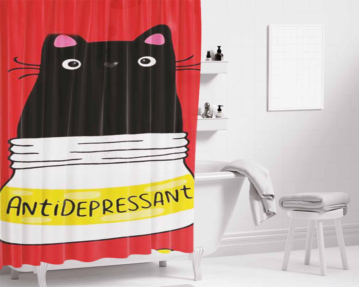 Fur Antidepressant Bathroom Shower Curtain Fabric Waterproof | 66 X 72 Inch