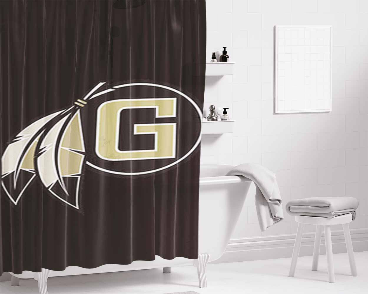 Gafney Logo Grey Bathroom Shower Curtain Fabric Waterproof | 66 X 72 Inch