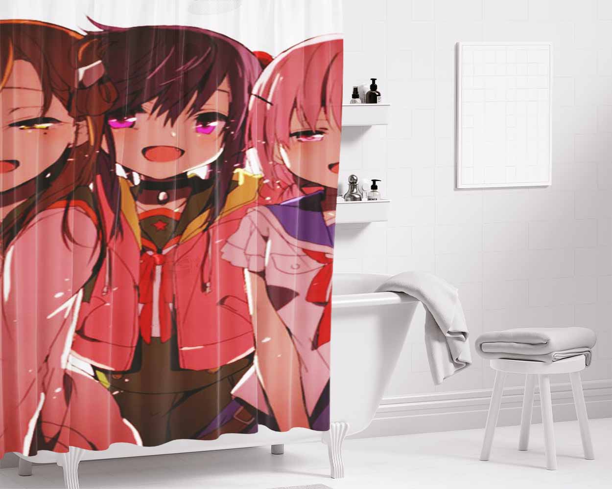 Gakkou Gurashi School Live Bathroom Shower Curtain Fabric Waterproof | 66 X 72 Inch