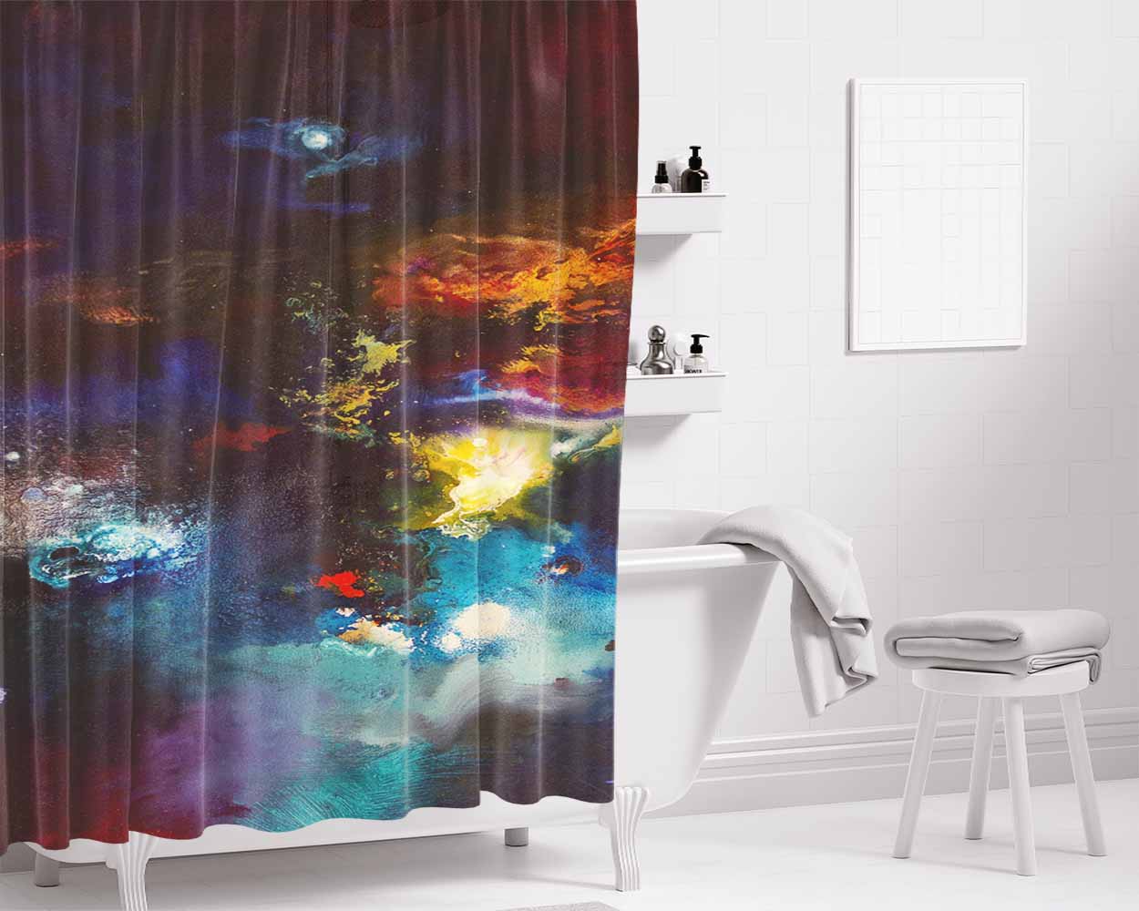Galaxy Amazing Colour Bathroom Shower Curtain Fabric Waterproof | 66 X 72 Inch