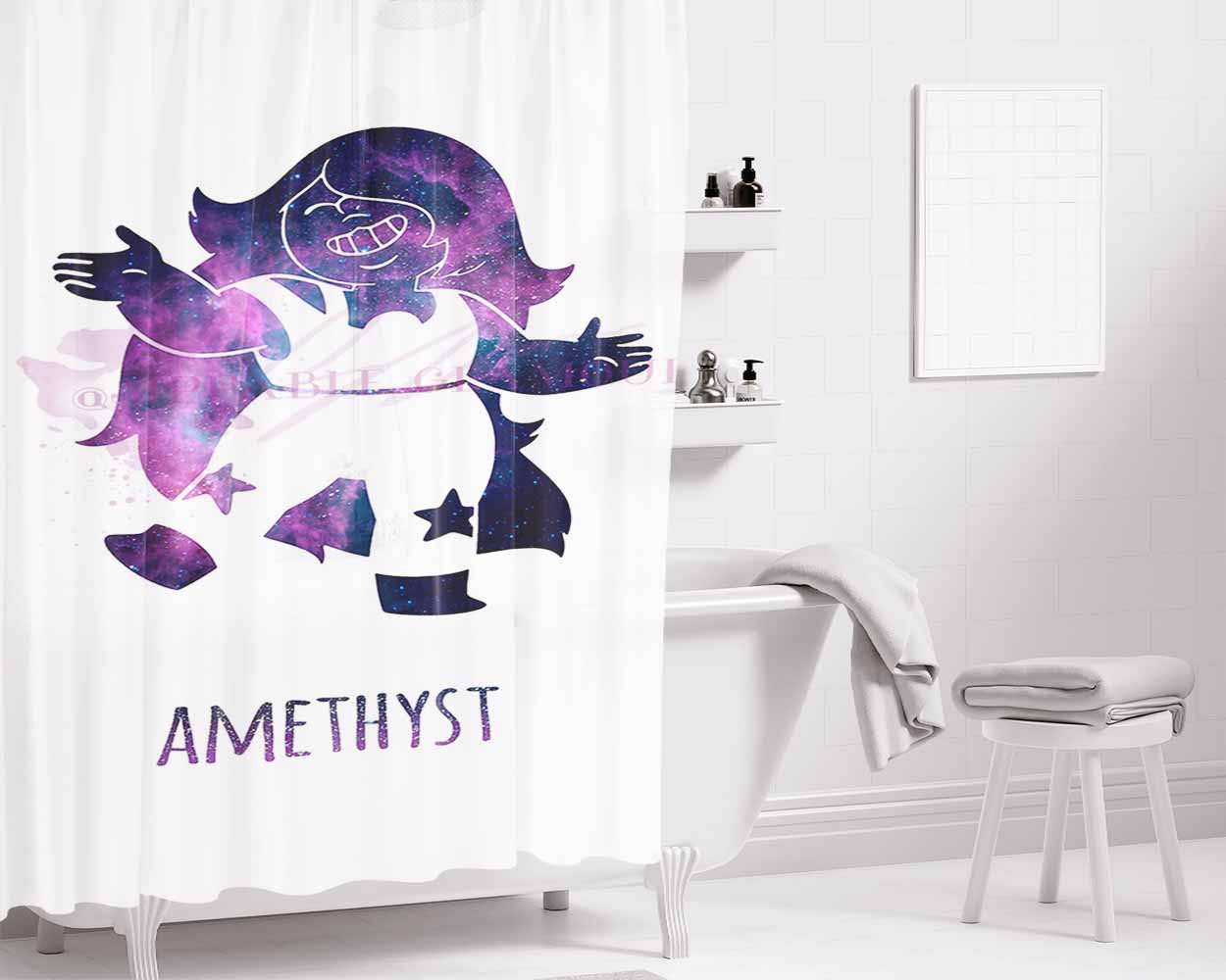 Galaxy Amethyst Bathroom Shower Curtain Fabric Waterproof | 66 X 72 Inch