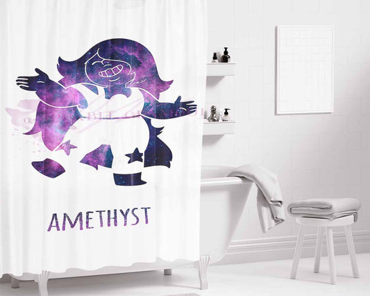 Galaxy Amethyst Bathroom Shower Curtain Fabric Waterproof | 66 X 72 Inch