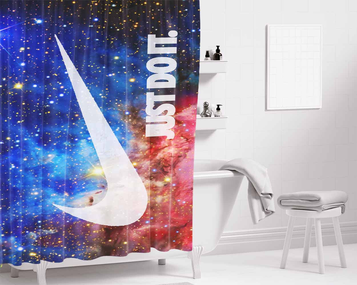 Galaxy Nebula Just Do It 2 Bathroom Shower Curtain Fabric Waterproof | 66 X 72 Inch