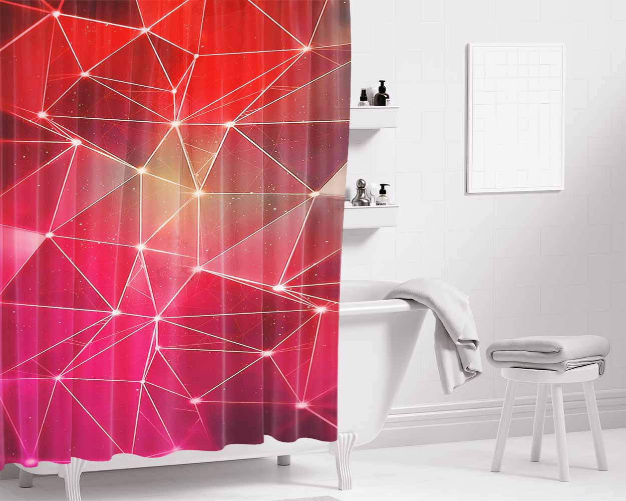 Galaxy New Red Bathroom Shower Curtain Fabric Waterproof | 66 X 72 Inch