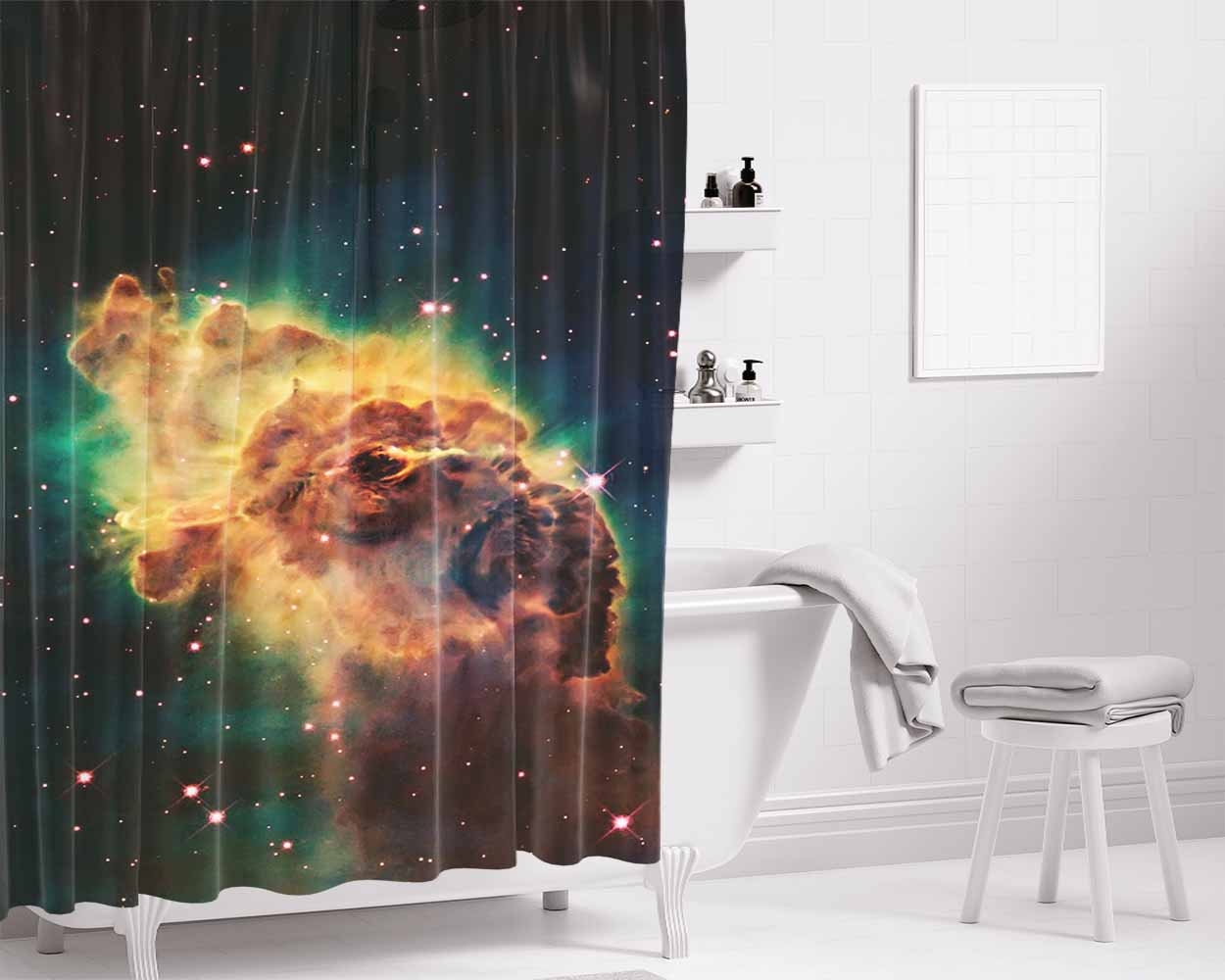 Galaxy Star Bathroom Shower Curtain Fabric Waterproof | 66 X 72 Inch
