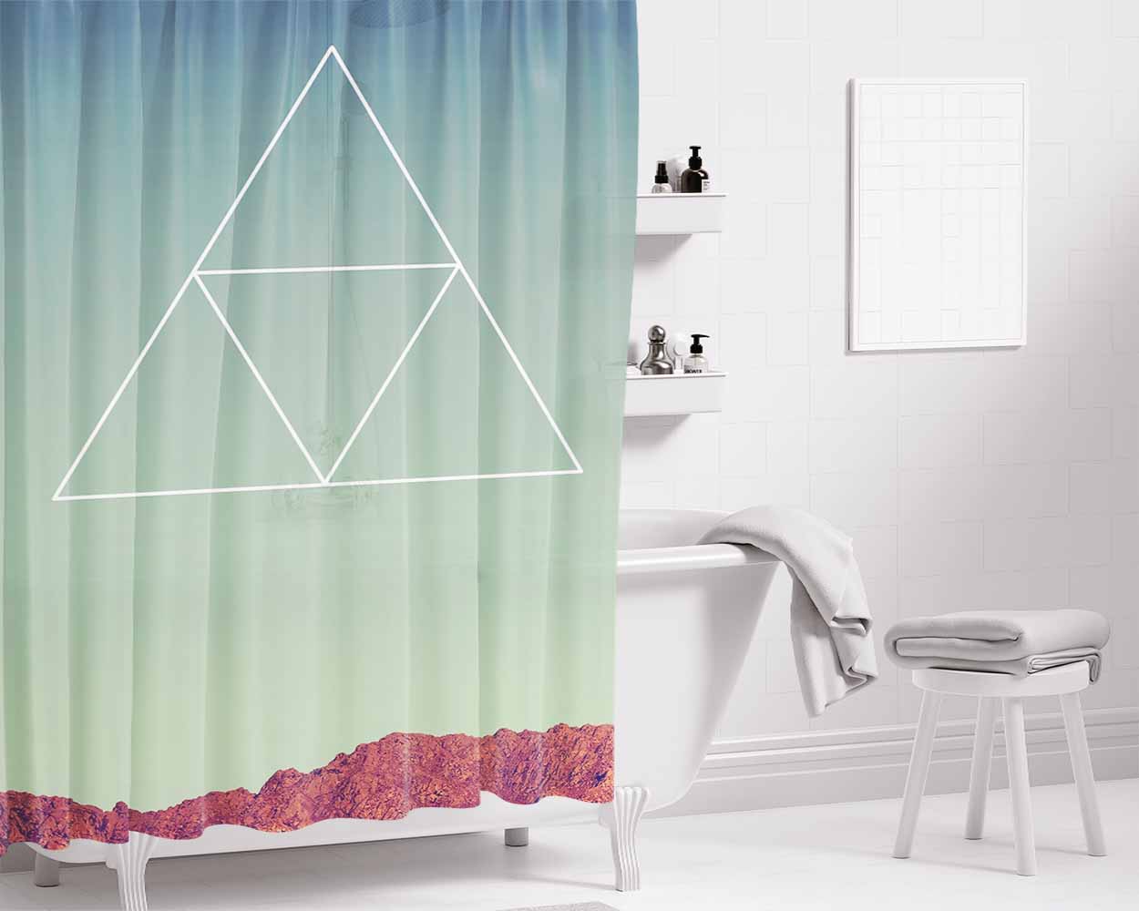 Galaxy Triangel Bathroom Shower Curtain Fabric Waterproof | 66 X 72 Inch