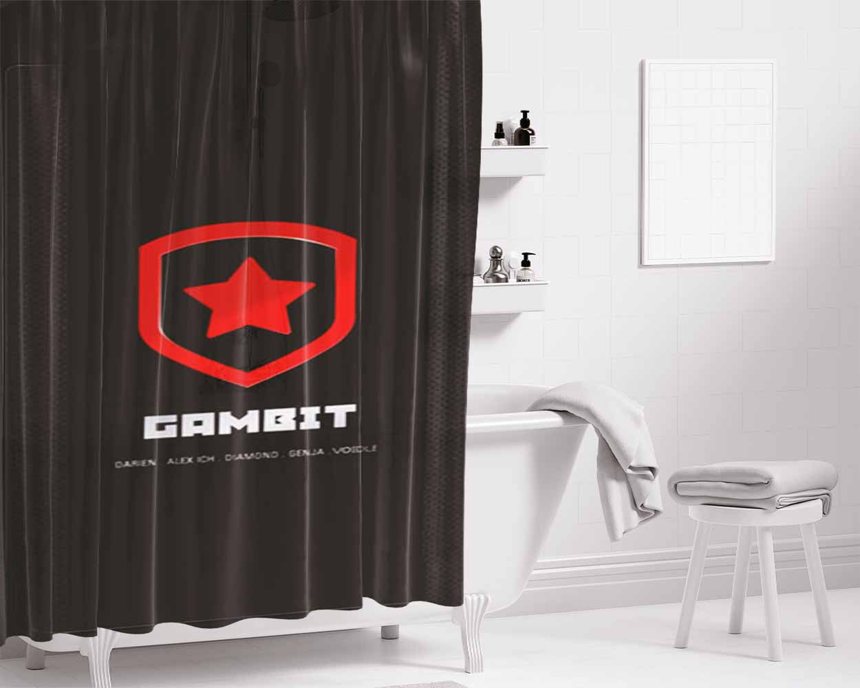 Gambit Gaming Bathroom Shower Curtain Fabric Waterproof | 66 X 72 Inch