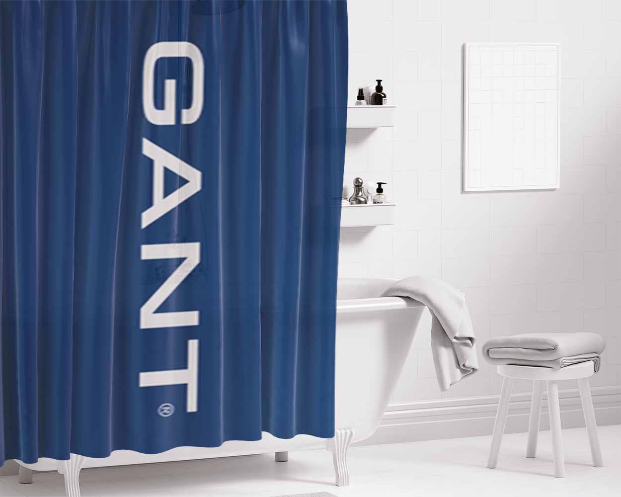 Gant Logo Bold Clothing Brand Bathroom Shower Curtain Fabric Waterproof | 66 X 72 Inch