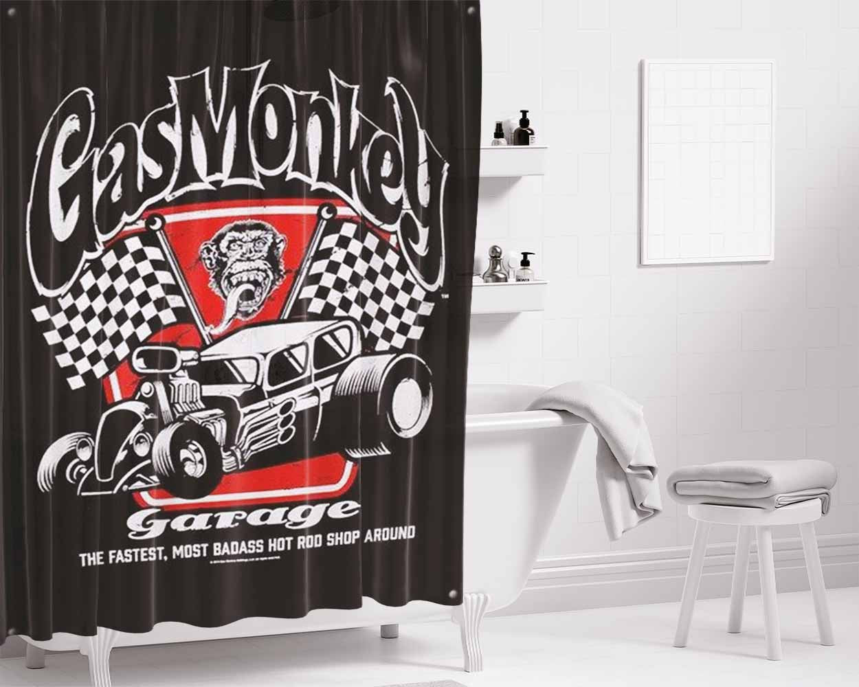 Gas Monkey Garage 2 Bathroom Shower Curtain Fabric Waterproof | 66 X 72 Inch