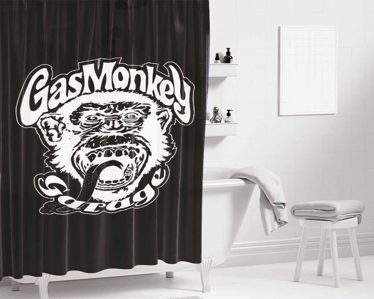 Gas Monkey Bathroom Shower Curtain Fabric Waterproof | 66 X 72 Inch
