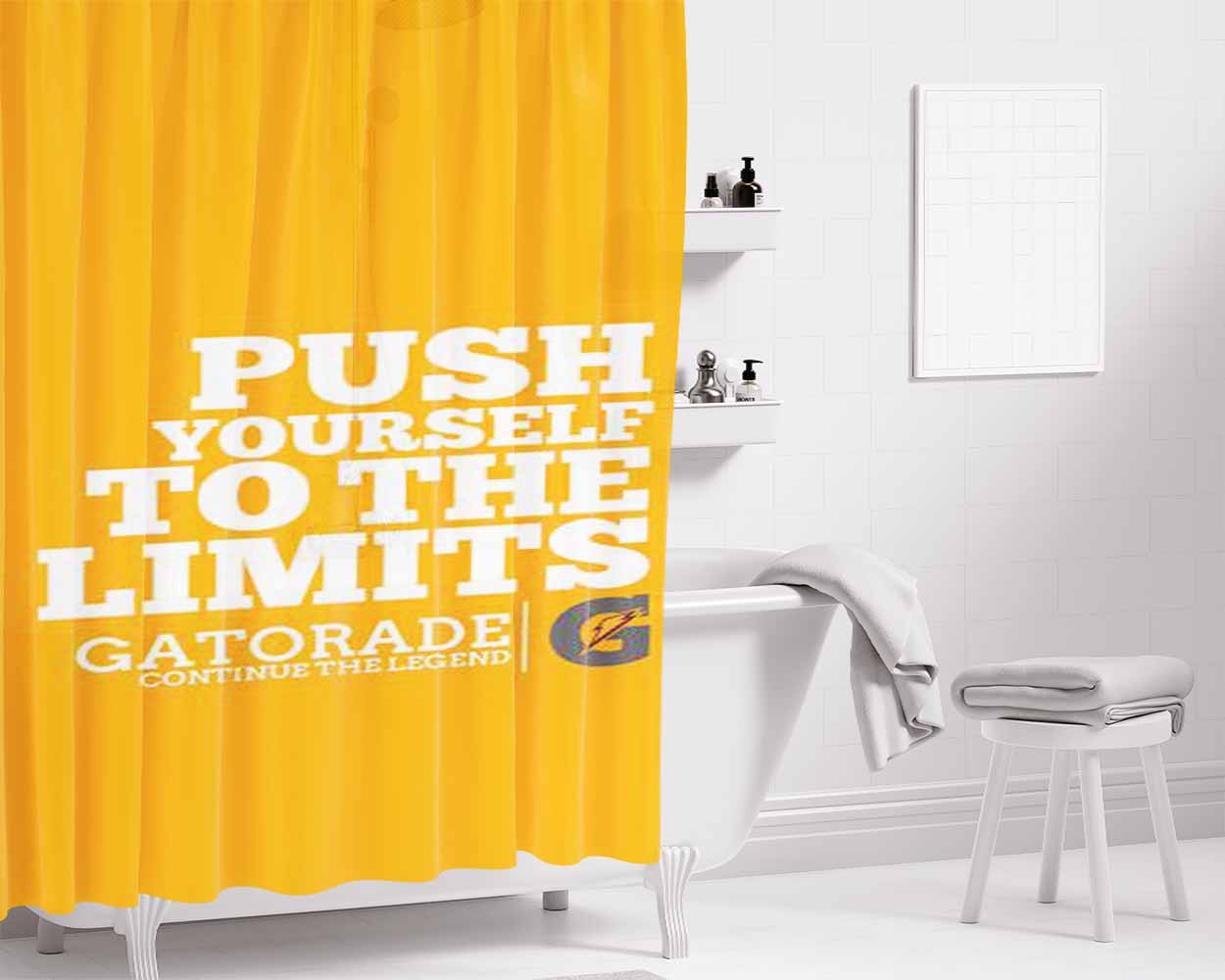 Gatorade Push Yourself Bathroom Shower Curtain Fabric Waterproof | 66 X 72 Inch