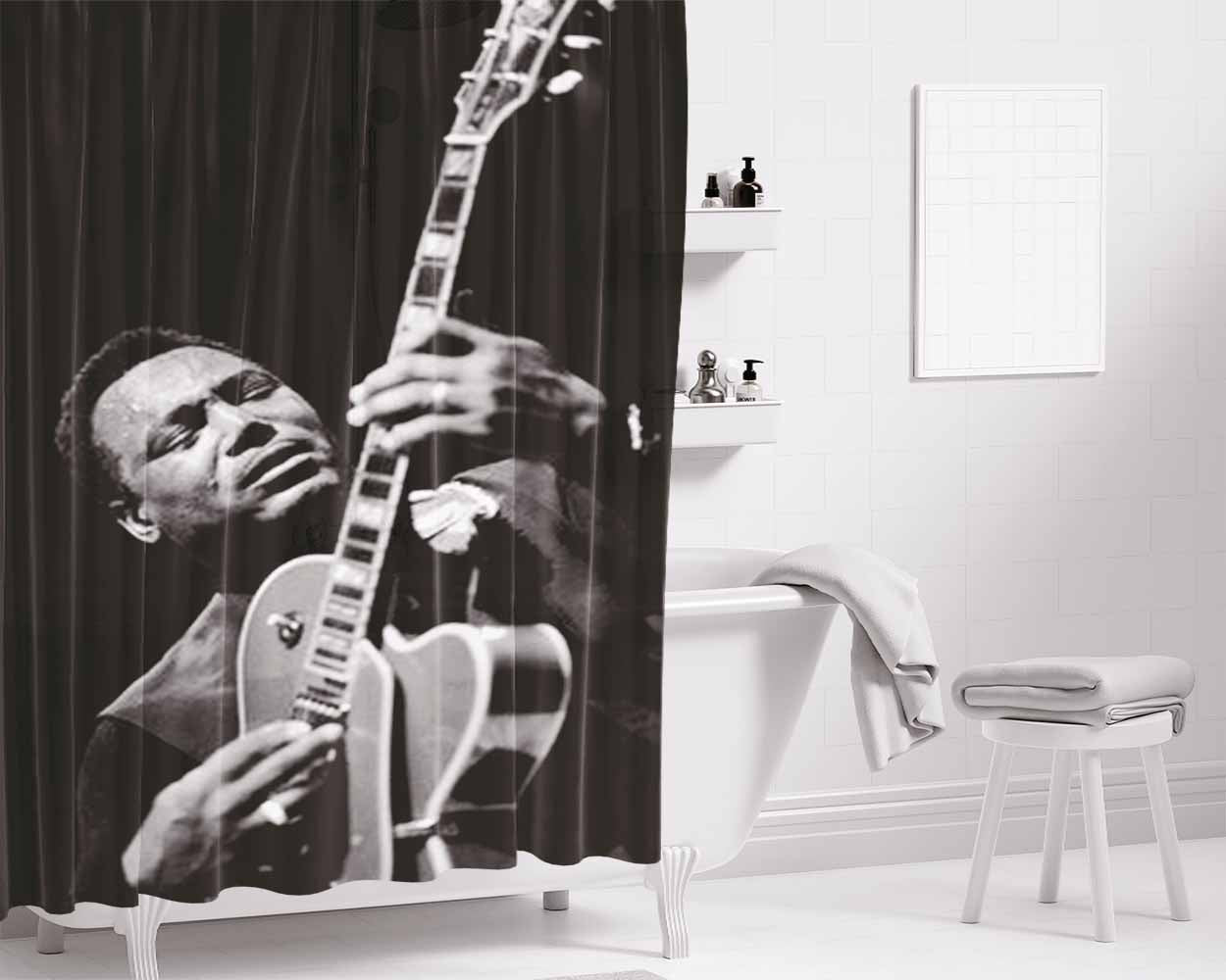 George Benson Bathroom Shower Curtain Fabric Waterproof | 66 X 72 Inch