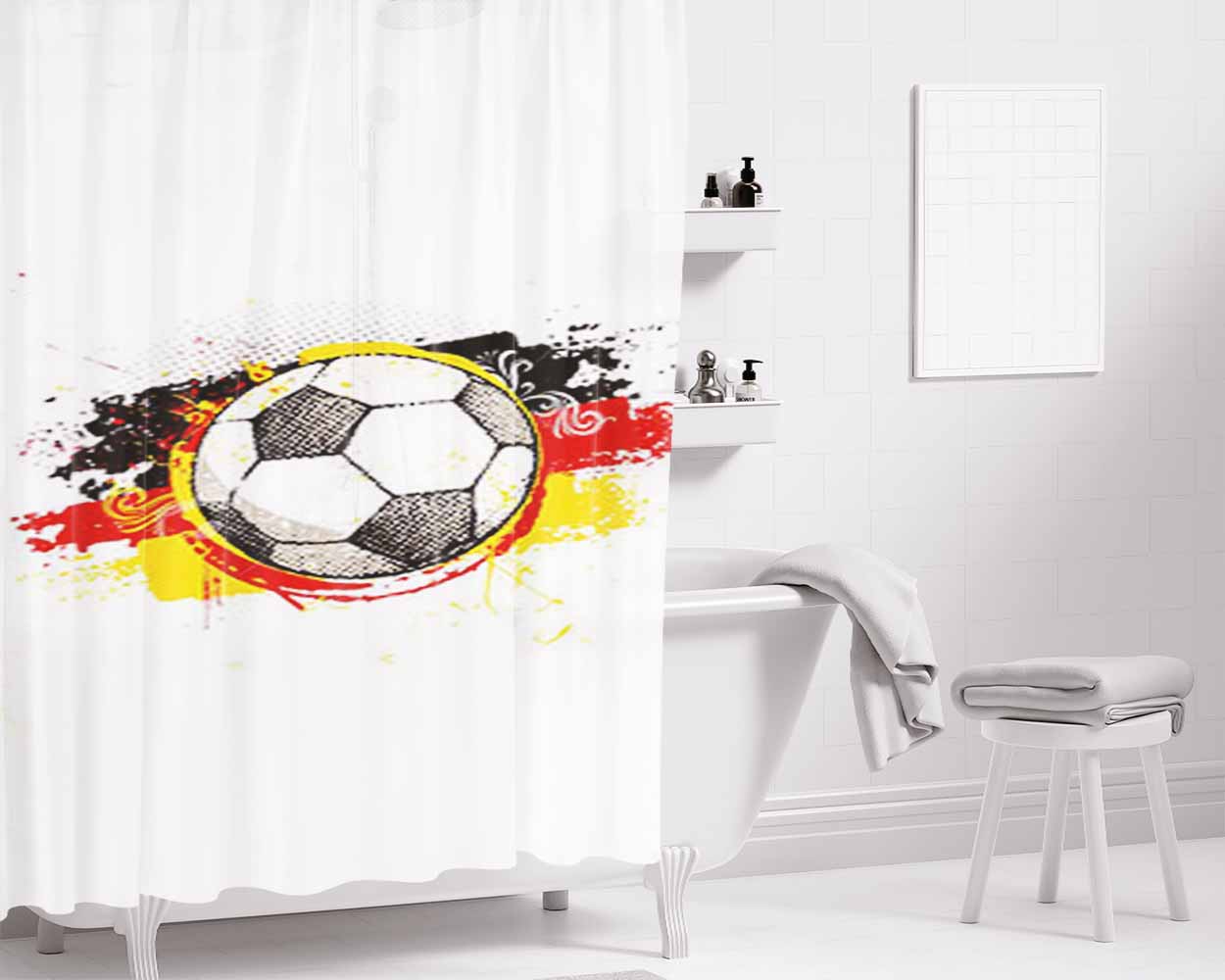 Germany Ball Bathroom Shower Curtain Fabric Waterproof | 66 X 72 Inch