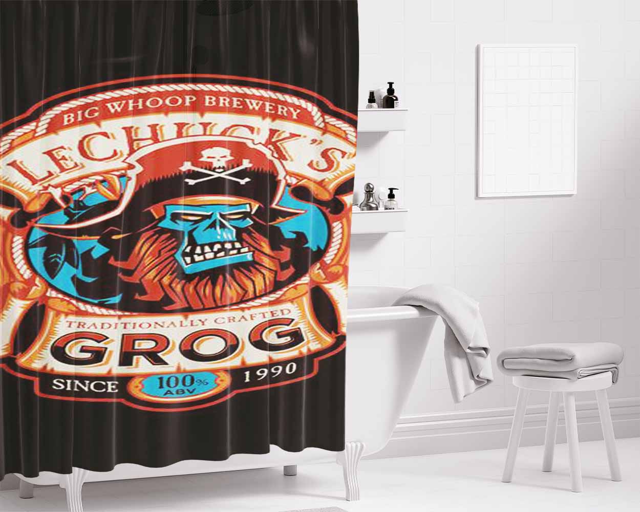 Ghost Pirate Grog Bathroom Shower Curtain Fabric Waterproof | 66 X 72 Inch