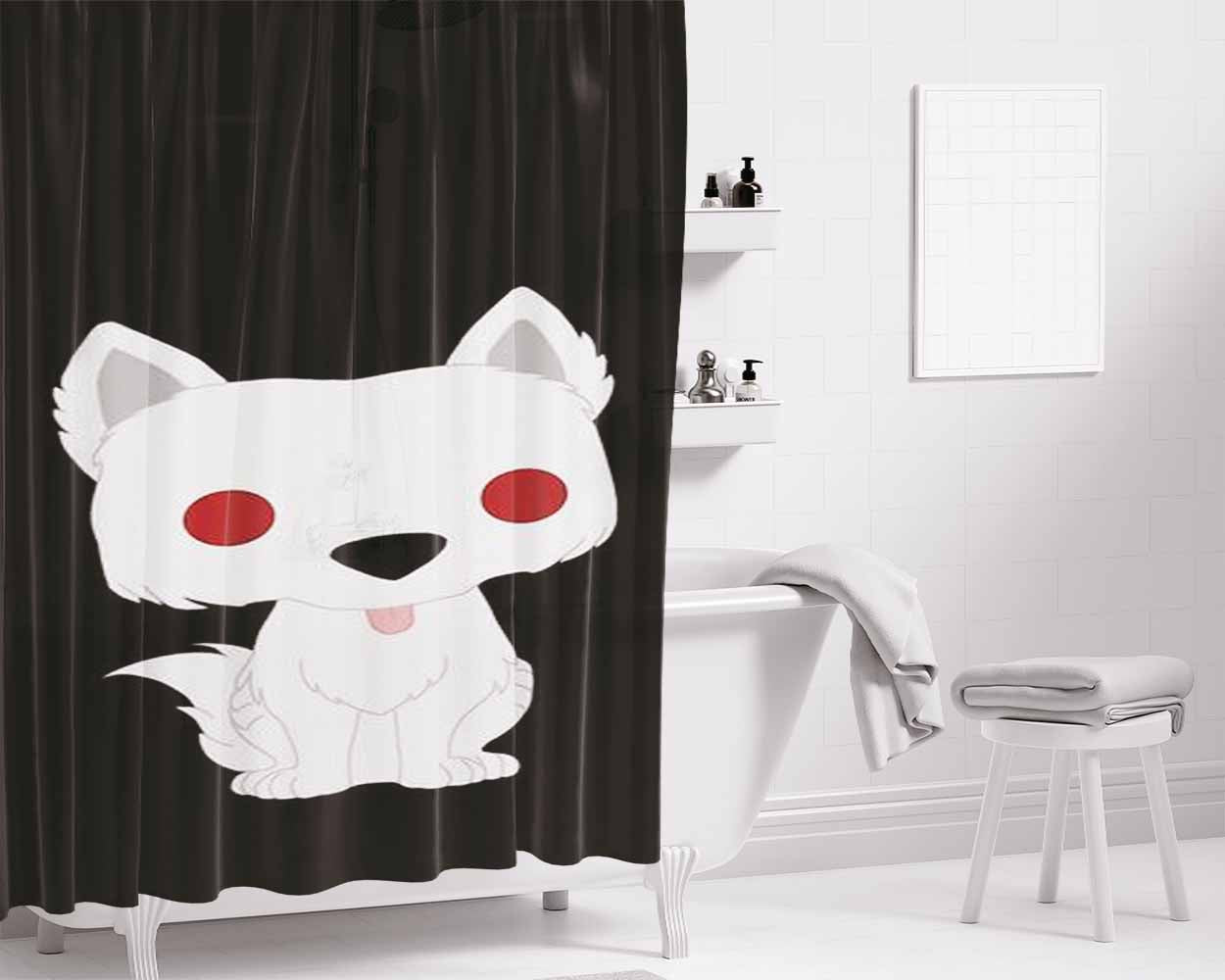 Ghost Puppy Bathroom Shower Curtain Fabric Waterproof | 66 X 72 Inch