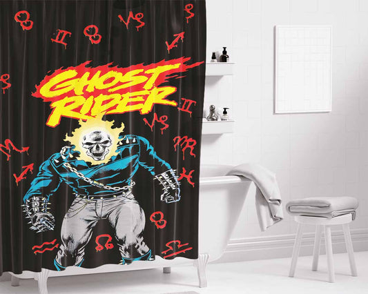 Ghot Rider Pattern Bathroom Shower Curtain Fabric Waterproof | 66 X 72 Inch
