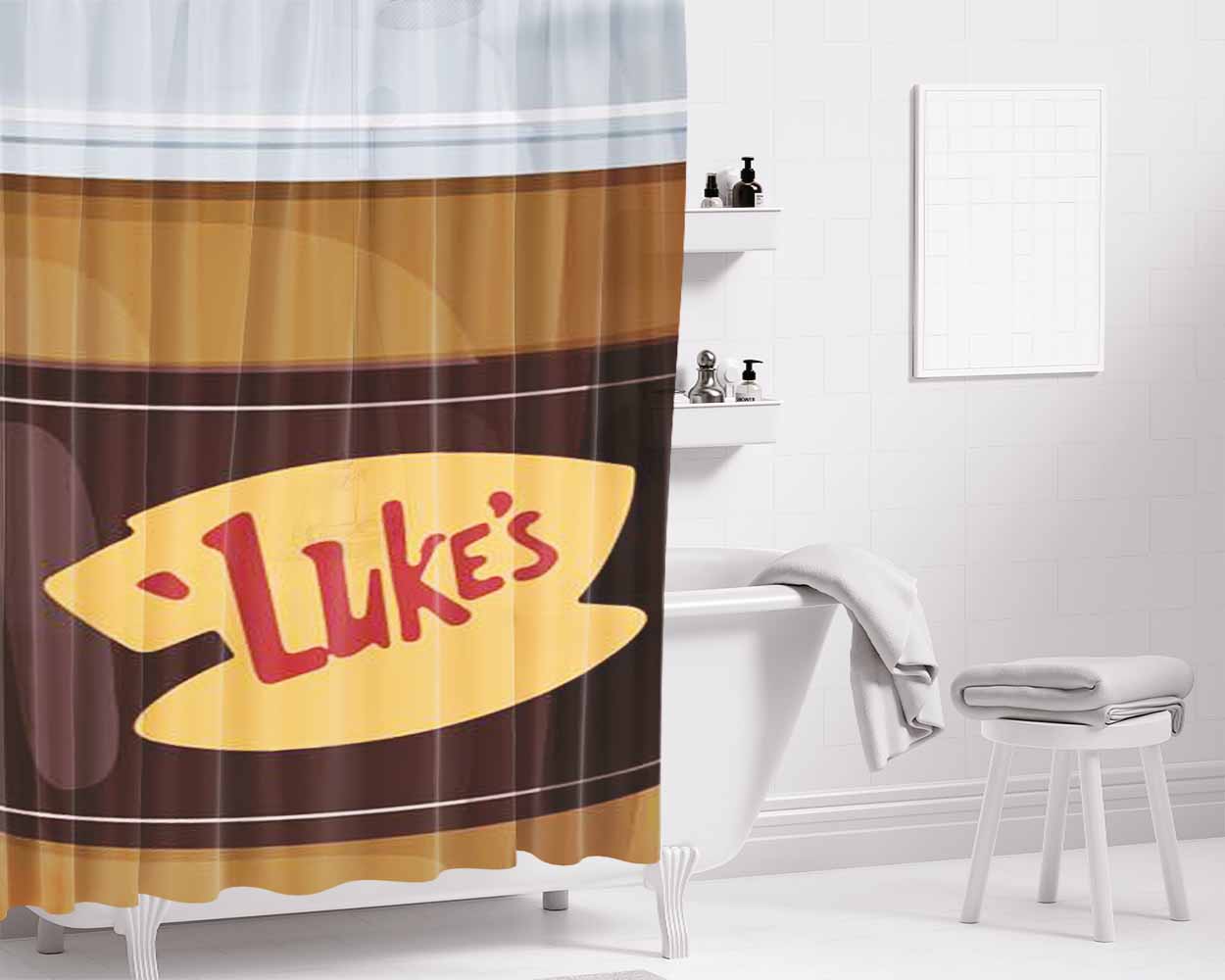 Gilmore Girls Lukes Diner Bathroom Shower Curtain Fabric Waterproof | 66 X 72 Inch