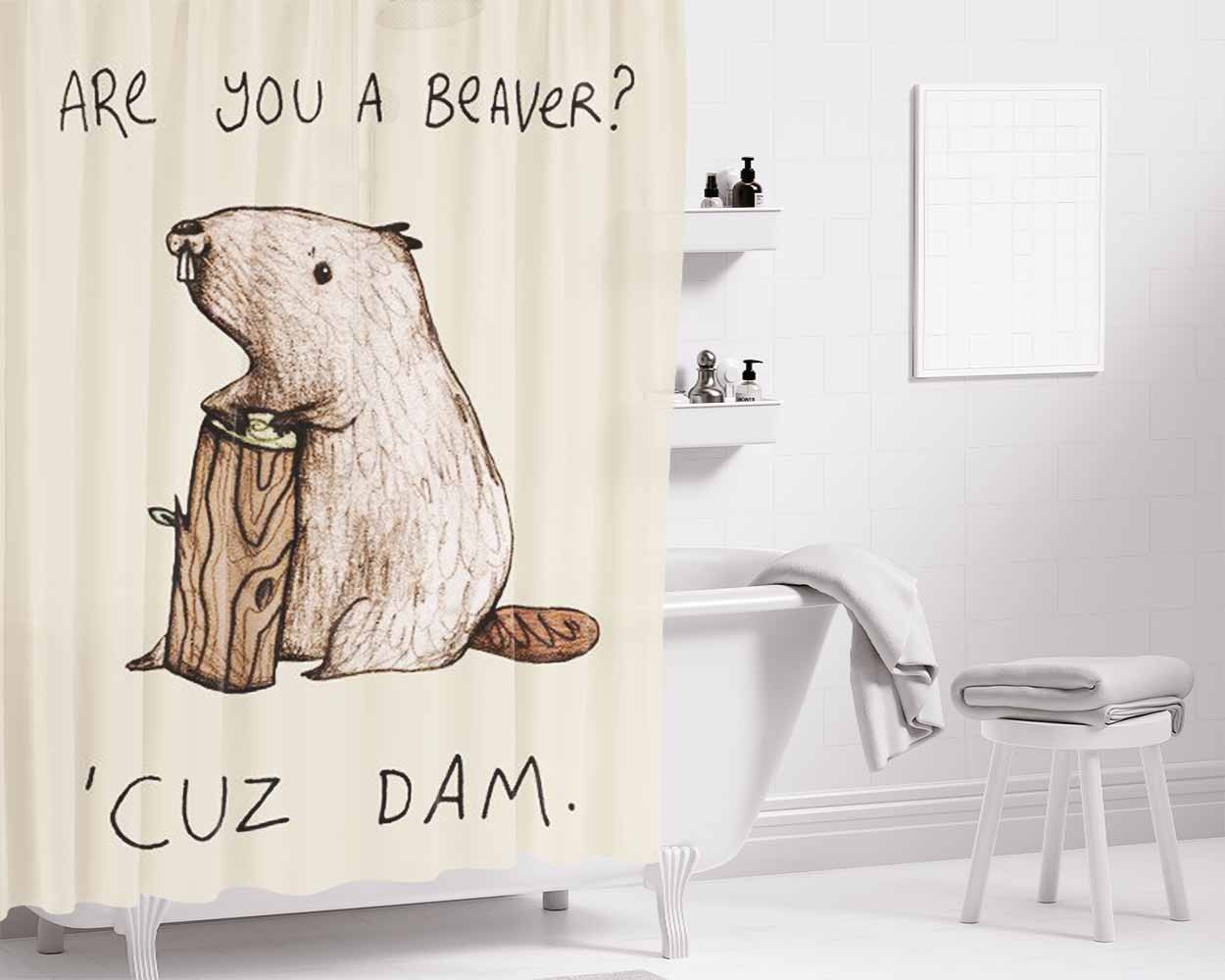 Girl Are You A Beaver Cuz Dam Bathroom Shower Curtain Fabric Waterproof | 66 X 72 Inch