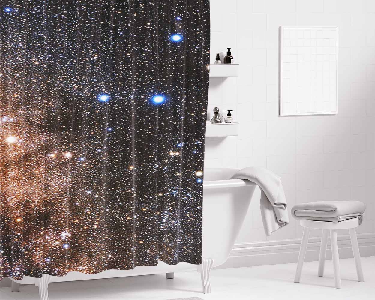 Glamorous Galaxy Bathroom Shower Curtain Fabric Waterproof | 66 X 72 Inch