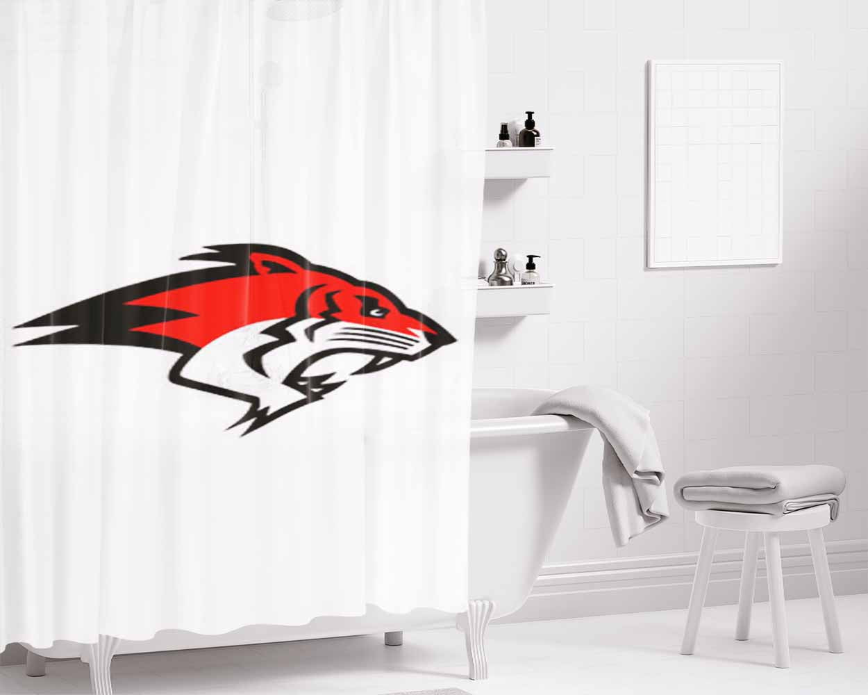 Glasgow Tigers American Football Logo Bathroom Shower Curtain Fabric Waterproof | 66 X 72 Inch