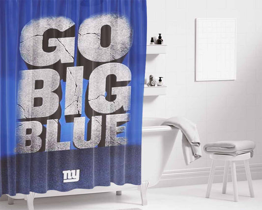 Go Big Blue Bathroom Shower Curtain Fabric Waterproof | 66 X 72 Inch