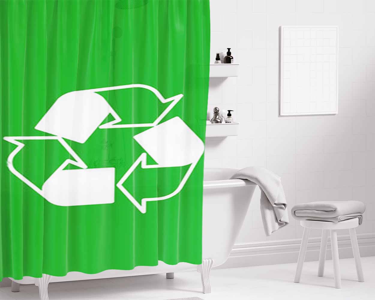 Go Green Logo Bathroom Shower Curtain Fabric Waterproof | 66 X 72 Inch