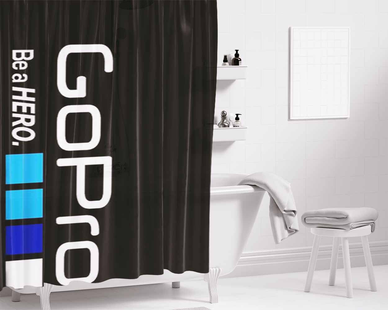 Go Pro Header Bathroom Shower Curtain Fabric Waterproof | 66 X 72 Inch