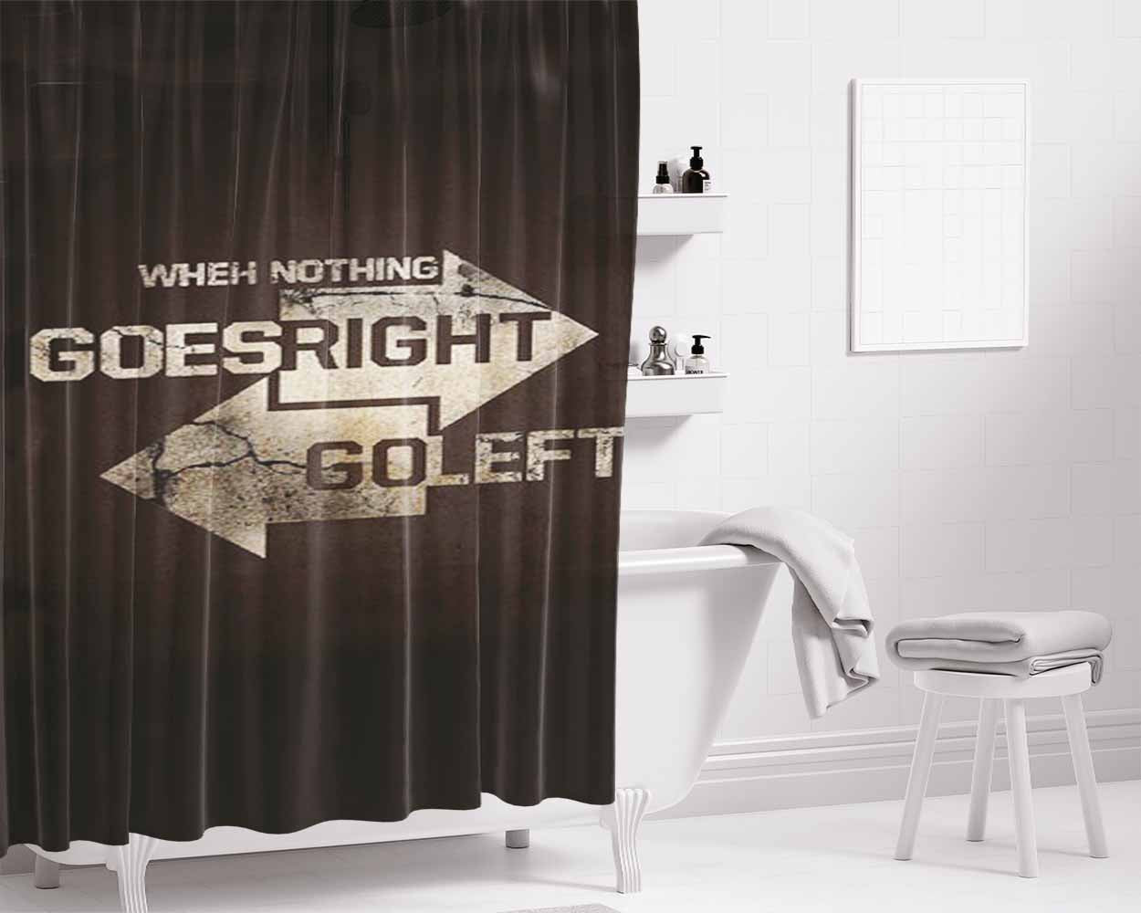Goes Right Go Left Bathroom Shower Curtain Fabric Waterproof | 66 X 72 Inch
