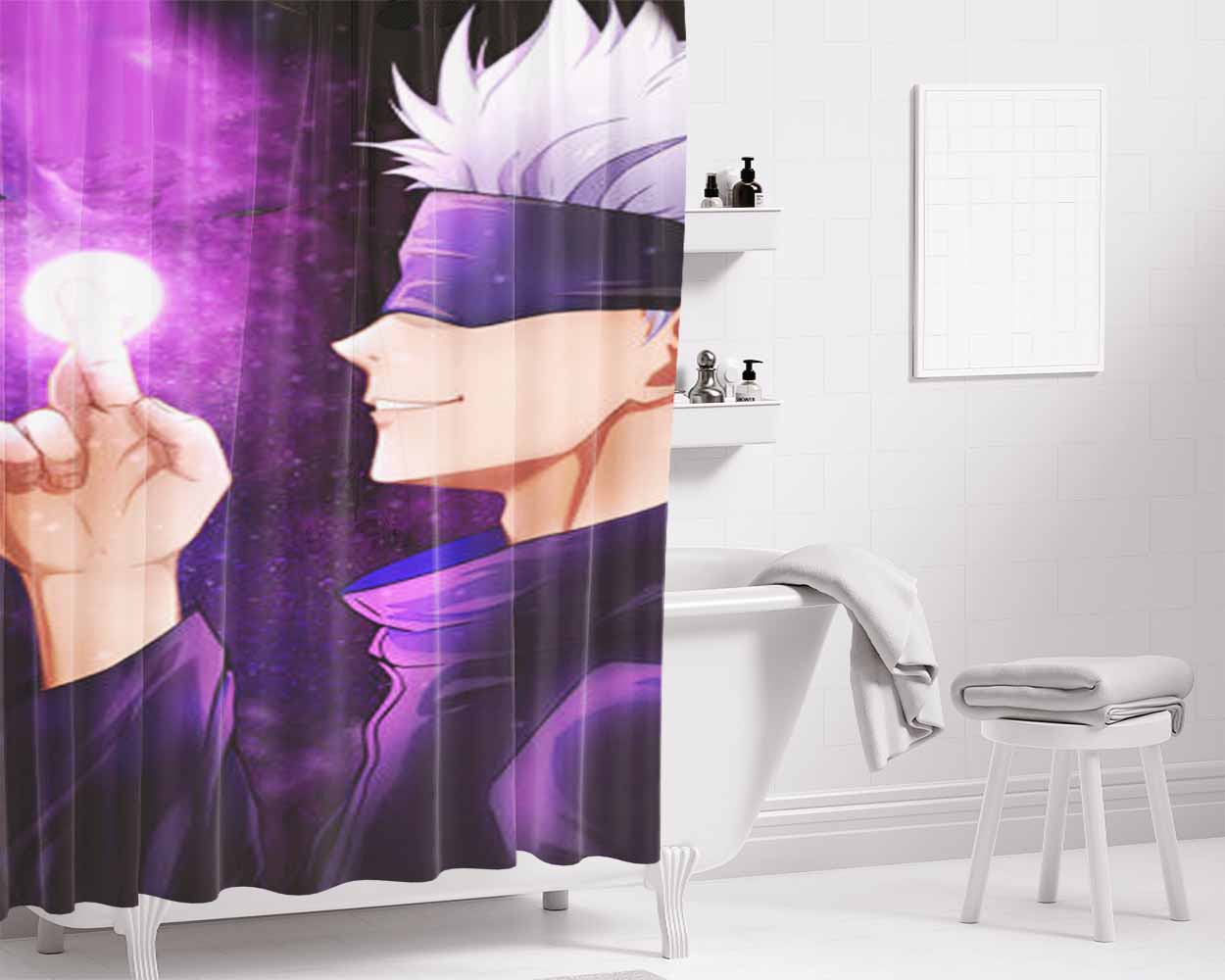 Gojou Satoru Jujutsu Kaisen Bathroom Shower Curtain Fabric Waterproof | 66 X 72 Inch