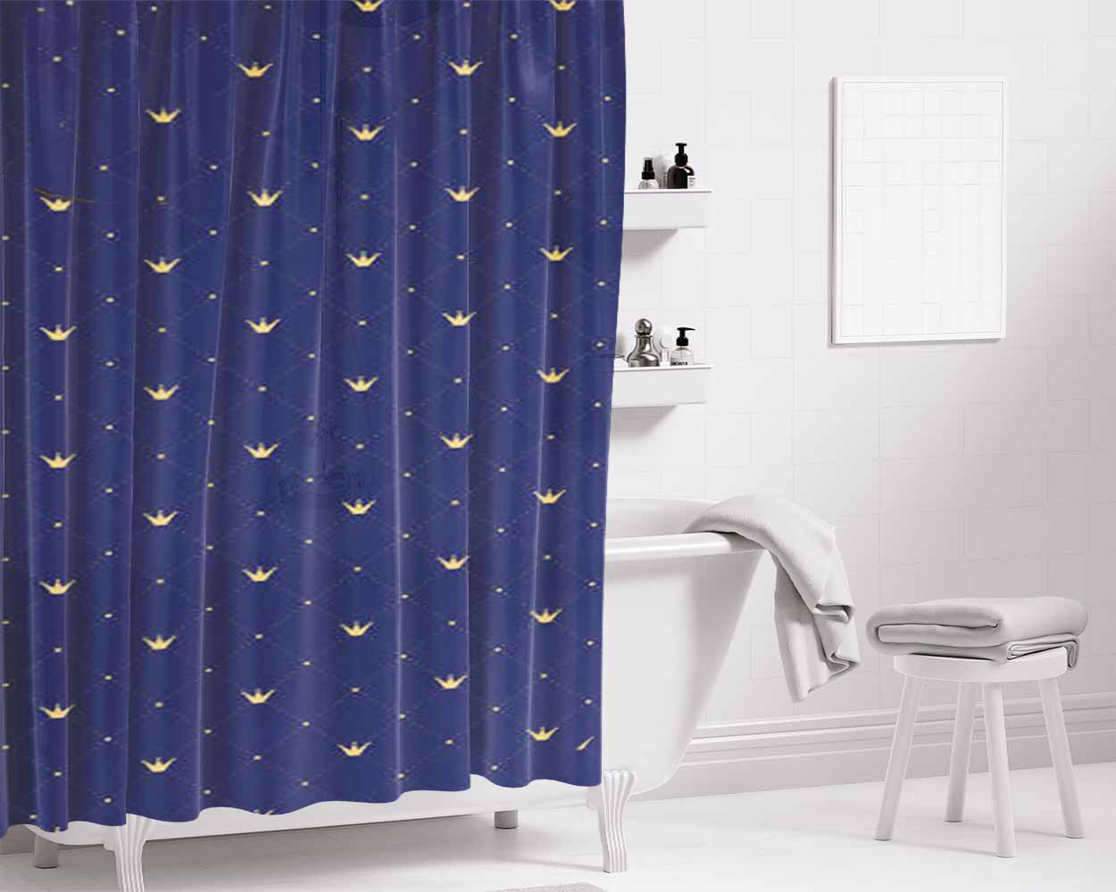 Gold Crown Bathroom Shower Curtain Fabric Waterproof | 66 X 72 Inch