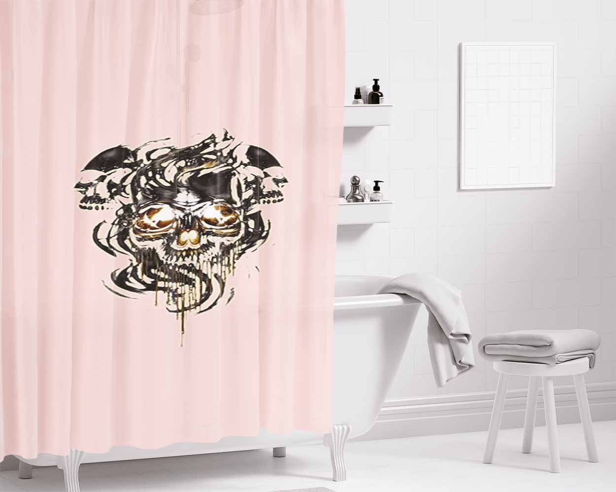 Gold Eyes Smoke Skull Dream Tight Lose Bathroom Shower Curtain Fabric Waterproof | 66 X 72 Inch