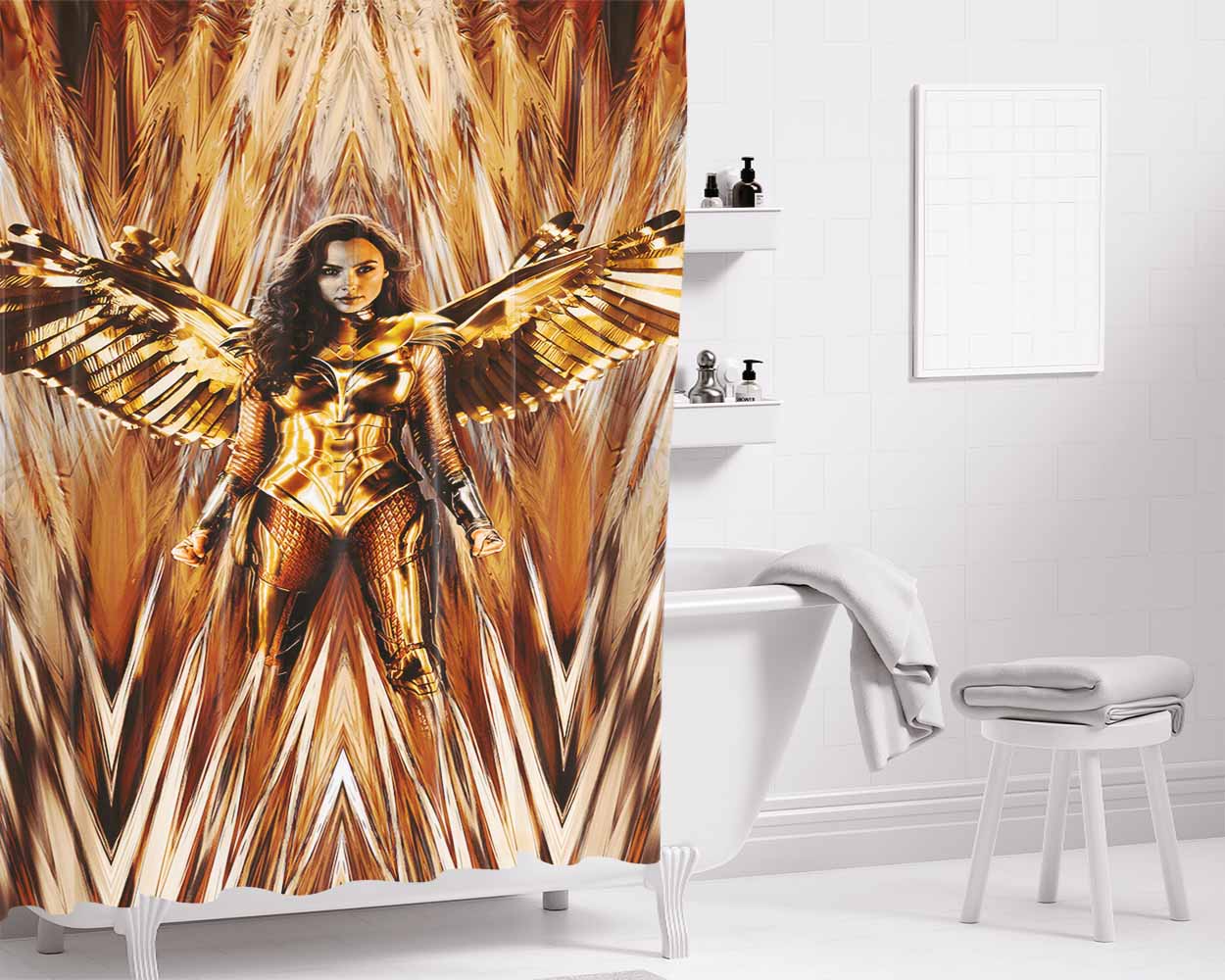 Golden Eagle Armor Bathroom Shower Curtain Fabric Waterproof | 66 X 72 Inch