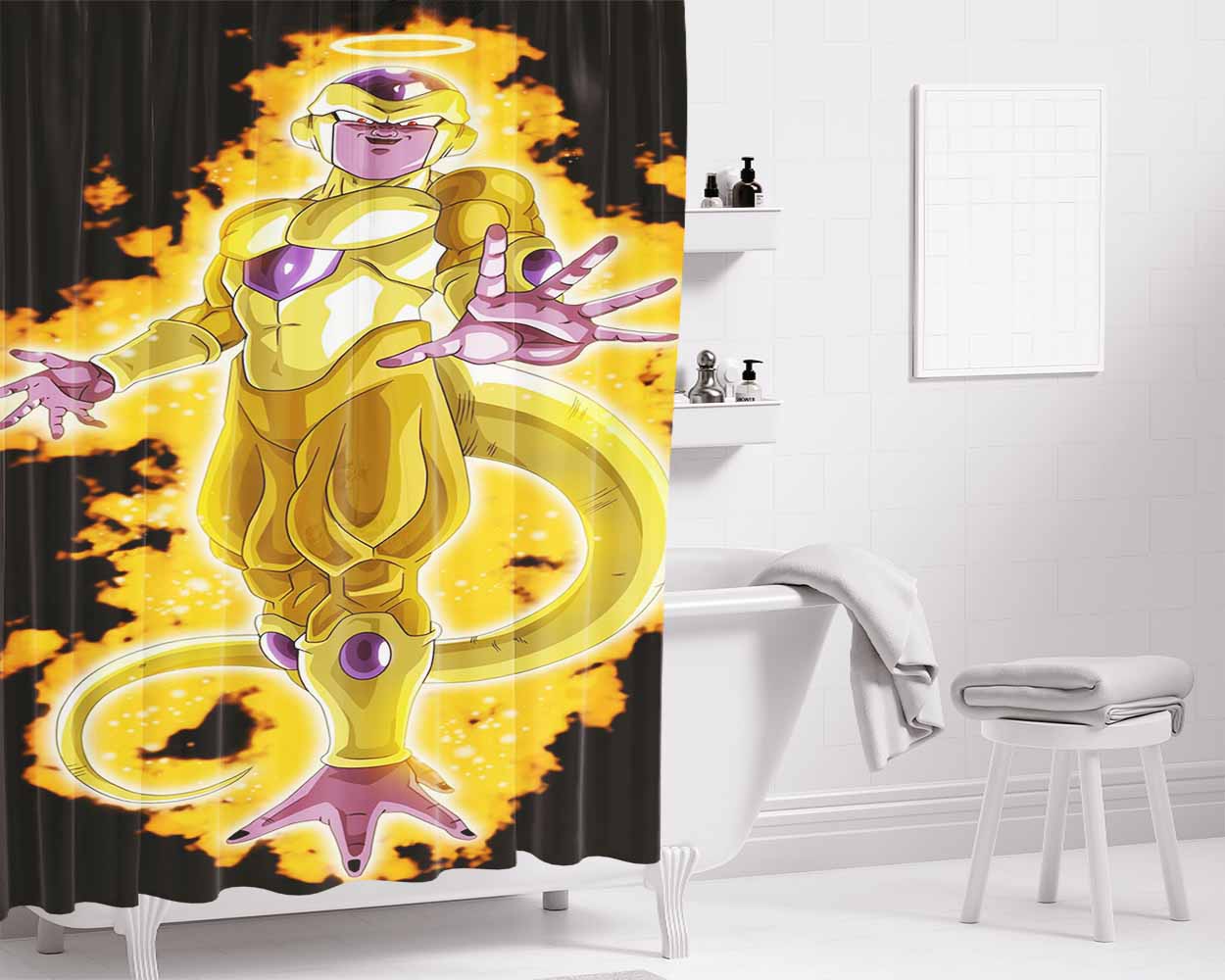 Golden Frieza Bathroom Shower Curtain Fabric Waterproof | 66 X 72 Inch