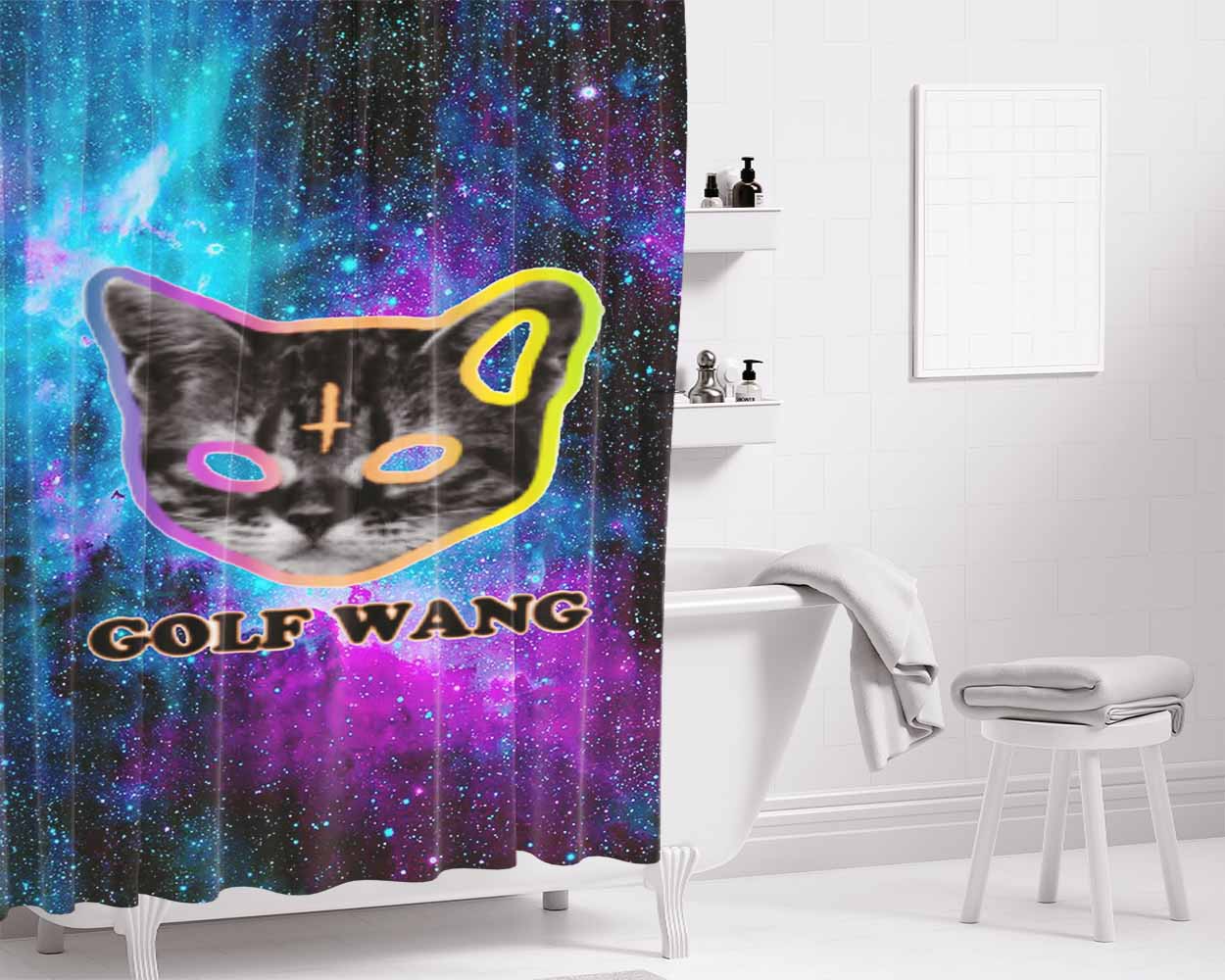 Golf Wang On Galaxy Bathroom Shower Curtain Fabric Waterproof | 66 X 72 Inch