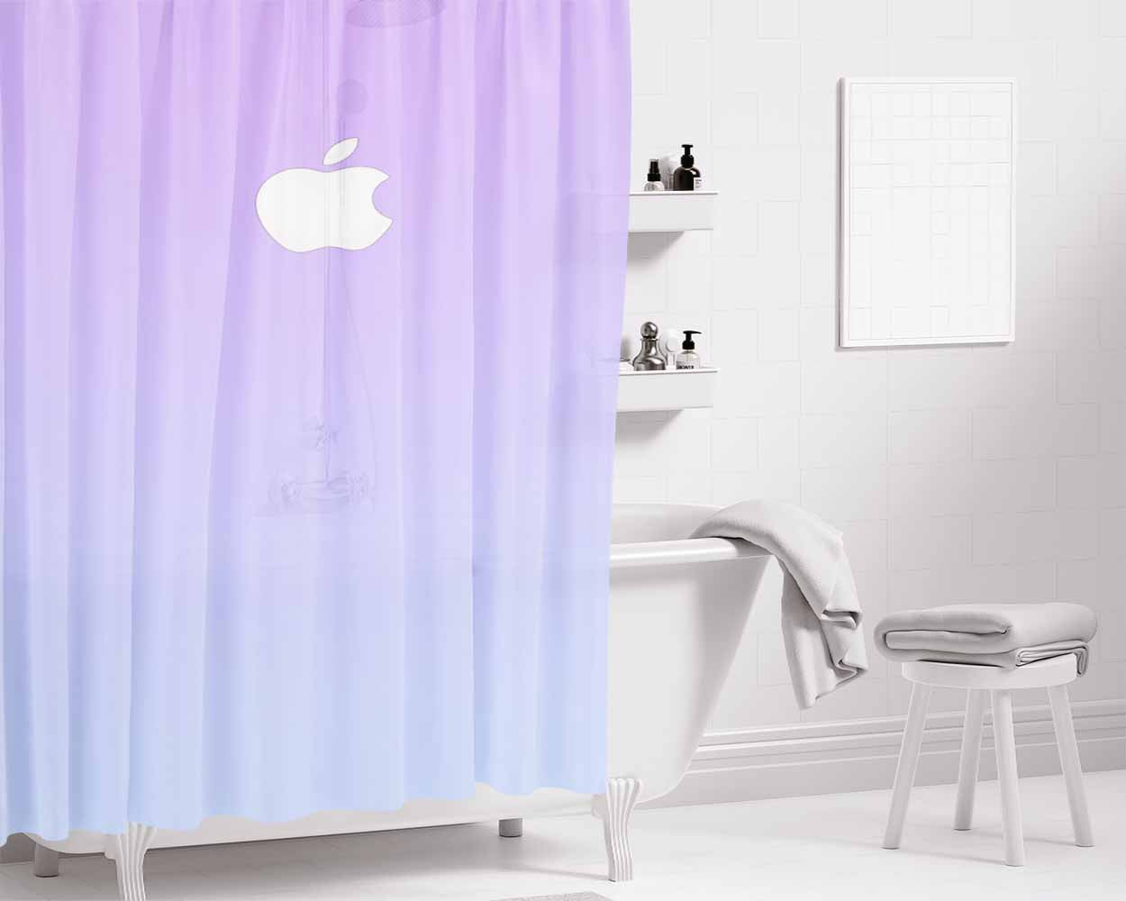 Gradient Fade Purple Blue Bathroom Shower Curtain Fabric Waterproof | 66 X 72 Inch