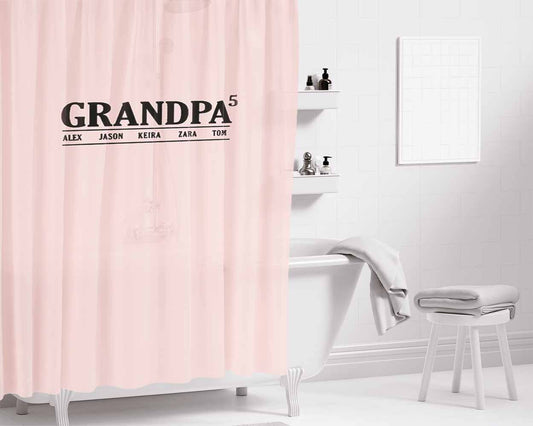 Grandpa With Kids Names Granfather Birthday Gift Fathers Day Bathroom Shower Curtain Fabric Waterproof | 66 X 72 Inch