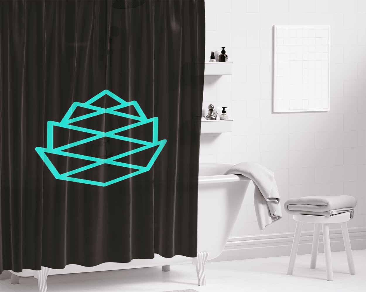 Granite Hill Threads Pinecone Logo Bathroom Shower Curtain Fabric Waterproof | 66 X 72 Inch