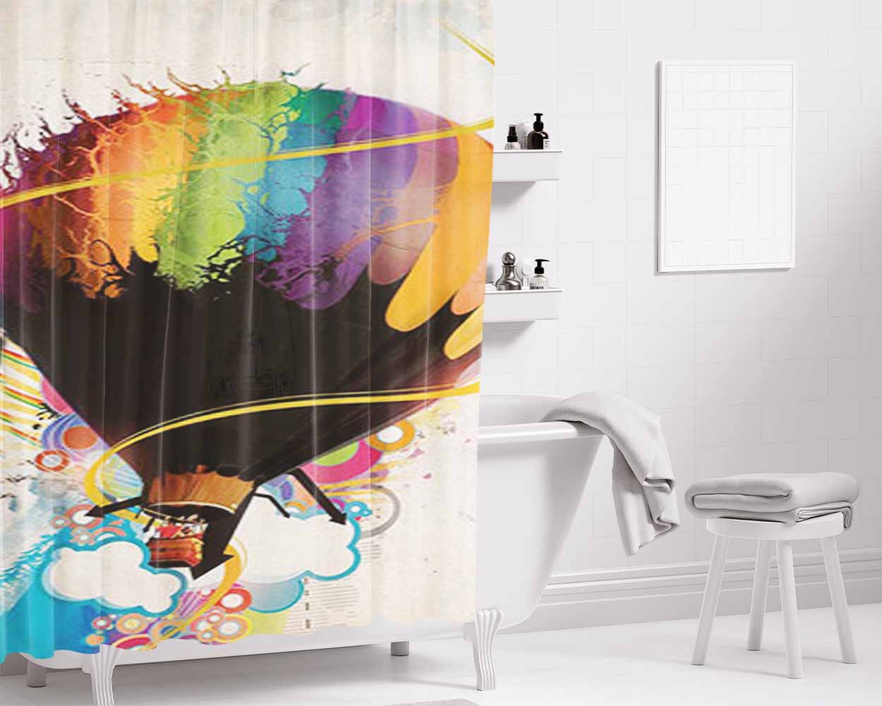 Graphic Art Balloon Bathroom Shower Curtain Fabric Waterproof | 66 X 72 Inch