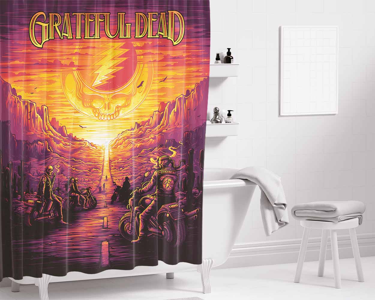 Grateful Dead Dan Mumford Bathroom Shower Curtain Fabric Waterproof | 66 X 72 Inch