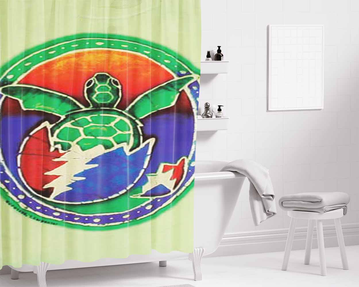 Grateful Dead Turtle Bathroom Shower Curtain Fabric Waterproof | 66 X 72 Inch