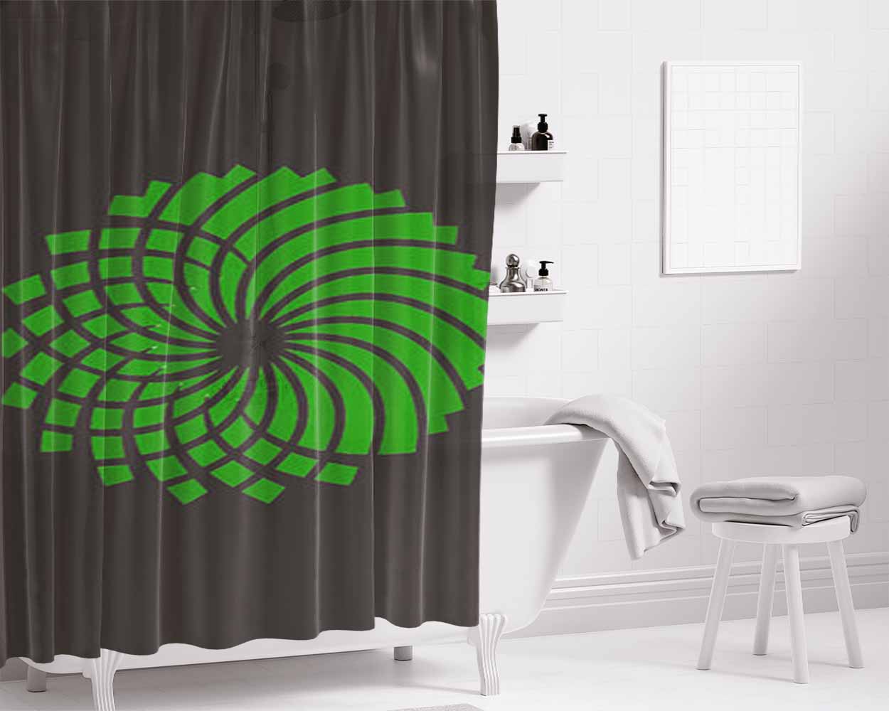 Green Party Logo Grey Bathroom Shower Curtain Fabric Waterproof | 66 X 72 Inch