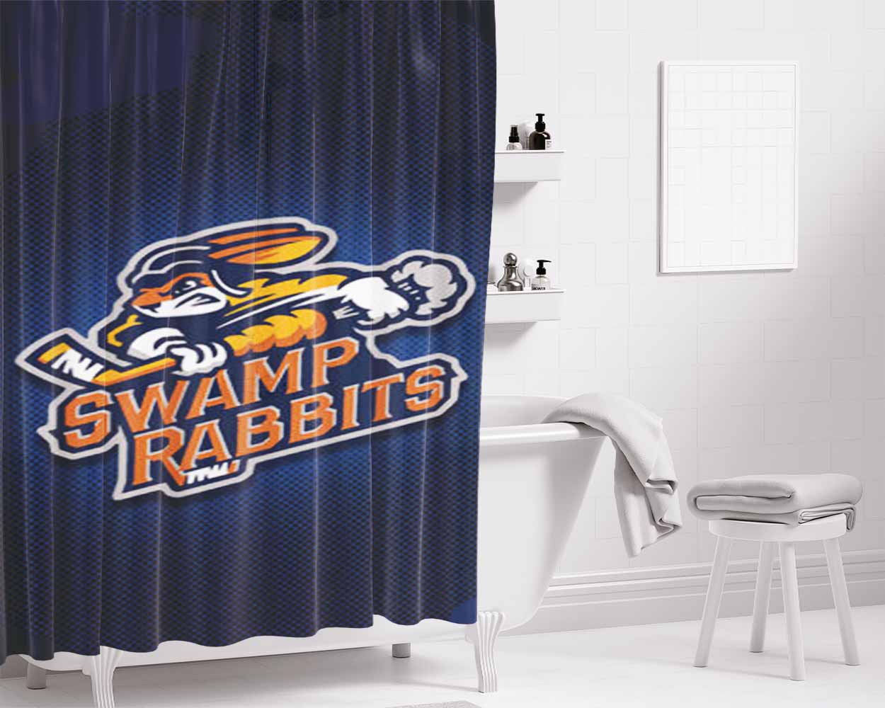 Greenville Swamp Rabbits Bathroom Shower Curtain Fabric Waterproof | 66 X 72 Inch
