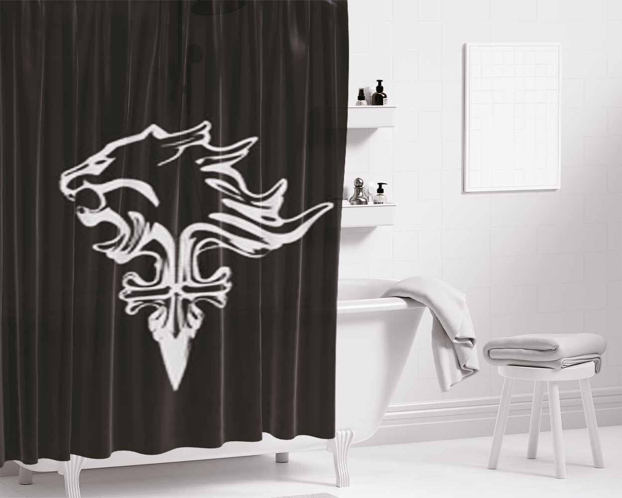 Griever Lionheart Bathroom Shower Curtain Fabric Waterproof | 66 X 72 Inch