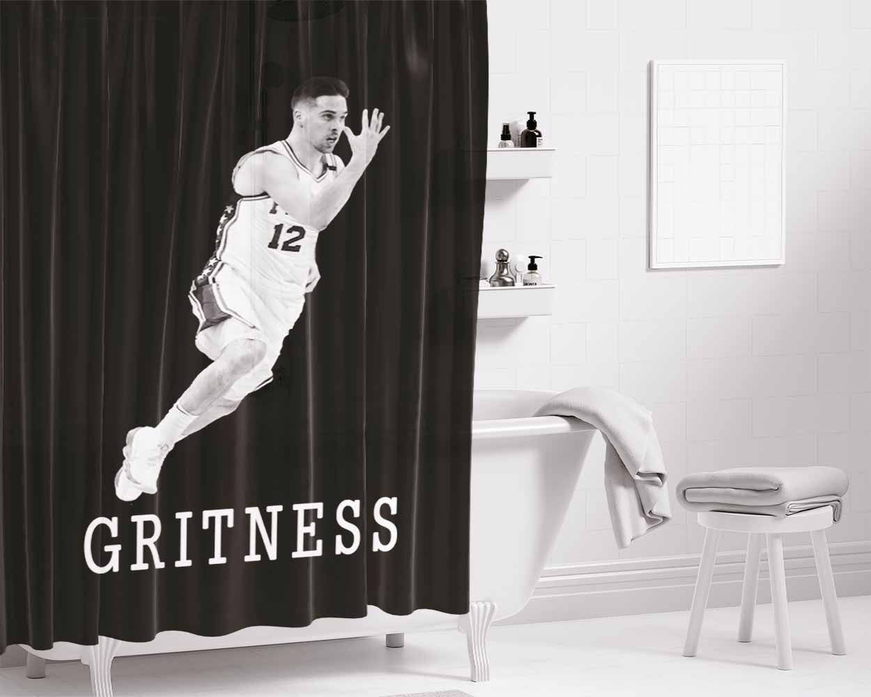 Gritness V2 Bathroom Shower Curtain Fabric Waterproof | 66 X 72 Inch