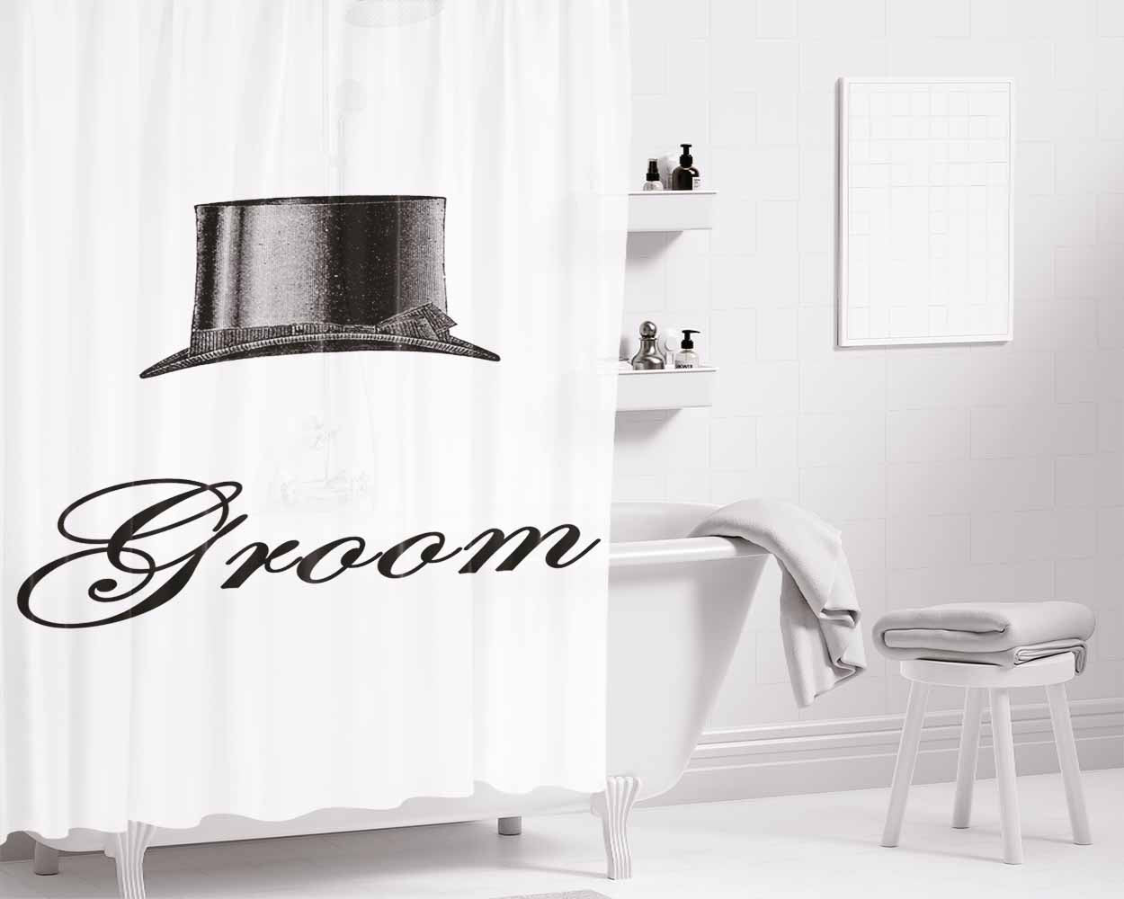 Groom Bathroom Shower Curtain Fabric Waterproof | 66 X 72 Inch