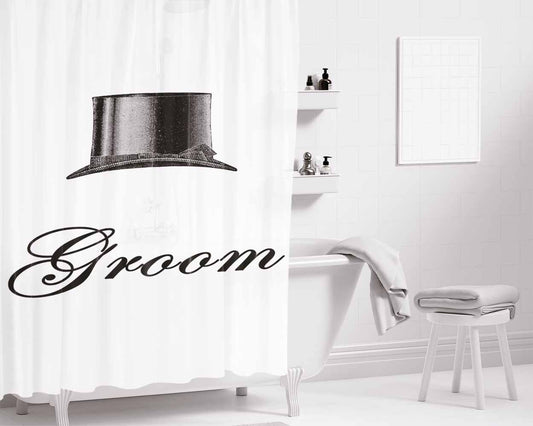 Groom Bathroom Shower Curtain Fabric Waterproof | 66 X 72 Inch