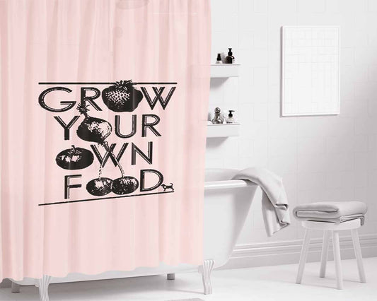 Grow Your Own Food Garden Vegetables Fruit Organic Farm Bathroom Shower Curtain Fabric Waterproof | 66 X 72 Inch